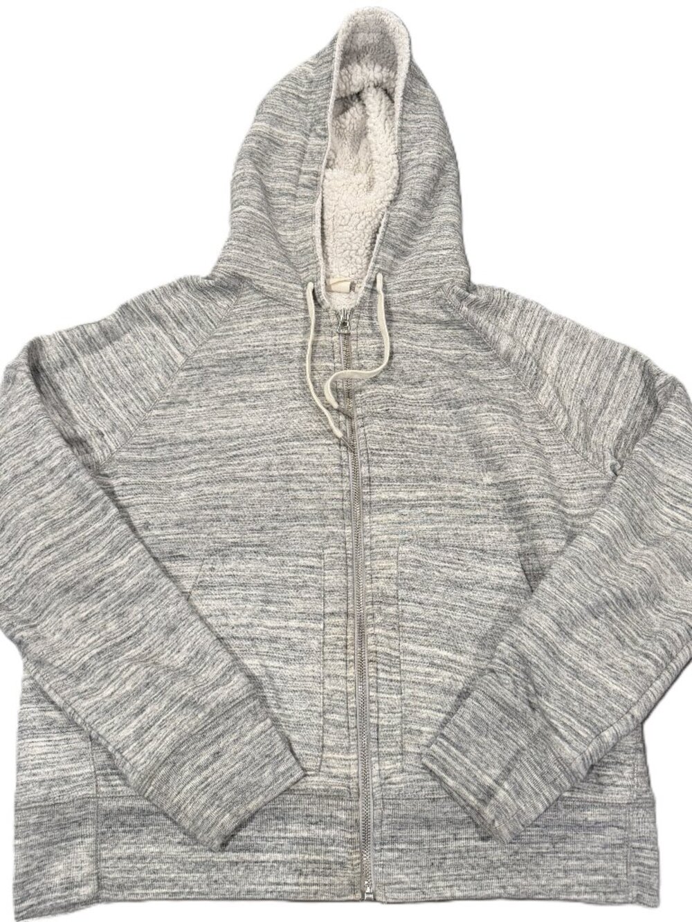 GAP Women's Sherpa-Lined French Terry Zip Hoodie Gray Size Large